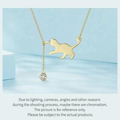 Magnifique collier chat en argent sterling 925 | Élégant pendentif ras-du-cou Scn232 en 3 couleurs
