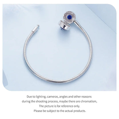 Bracelet Porte-Bonheur Œil Grec en Argent Sterling avec Zircon Cubique – Chaîne Serpent