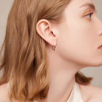 Boucles d'oreilles étoiles en argent sterling 925 - Boucles d'oreoreilles minimalistes en forme d'étoile pour femme - Bijoux de mode SCE1136