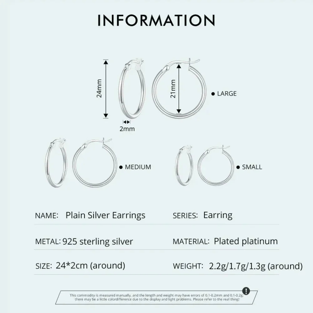 Boucles d'oreilles créoles en argent sterling 925 plaqué or blanc 14 carats | Créoles hypoallergéniques 24 mm