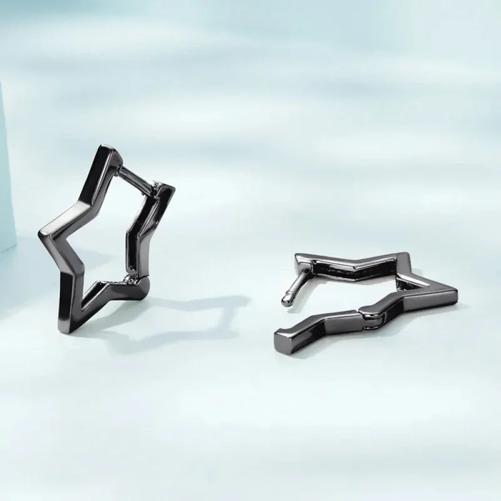 Boucles d'oreilles étoiles en argent sterling 925 - Boucles d'oreoreilles minimalistes en forme d'étoile pour femme - Bijoux de mode SCE1136