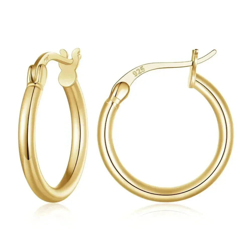 Boucles d'oreilles créoles en argent sterling 925 plaqué or blanc 14 carats | Créoles hypoallergéniques 24 mm