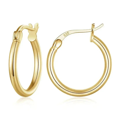 Boucles d'oreilles créoles en argent sterling 925 plaqué or blanc 14 carats | Créoles hypoallergéniques 24 mm