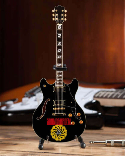 Soundgarden Logo Signature Chris Cornell Black Hollow Body Mini Guitar