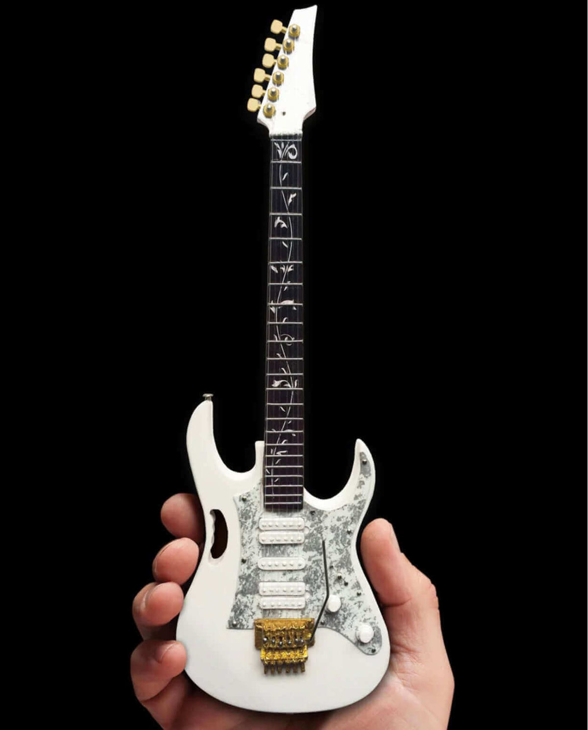 Réplique miniature de guitare de collection Steve Vai Signature White JEM
