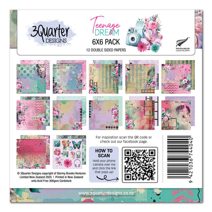 Pack de papier 3Quarter Designs Teenage Dream 6x6