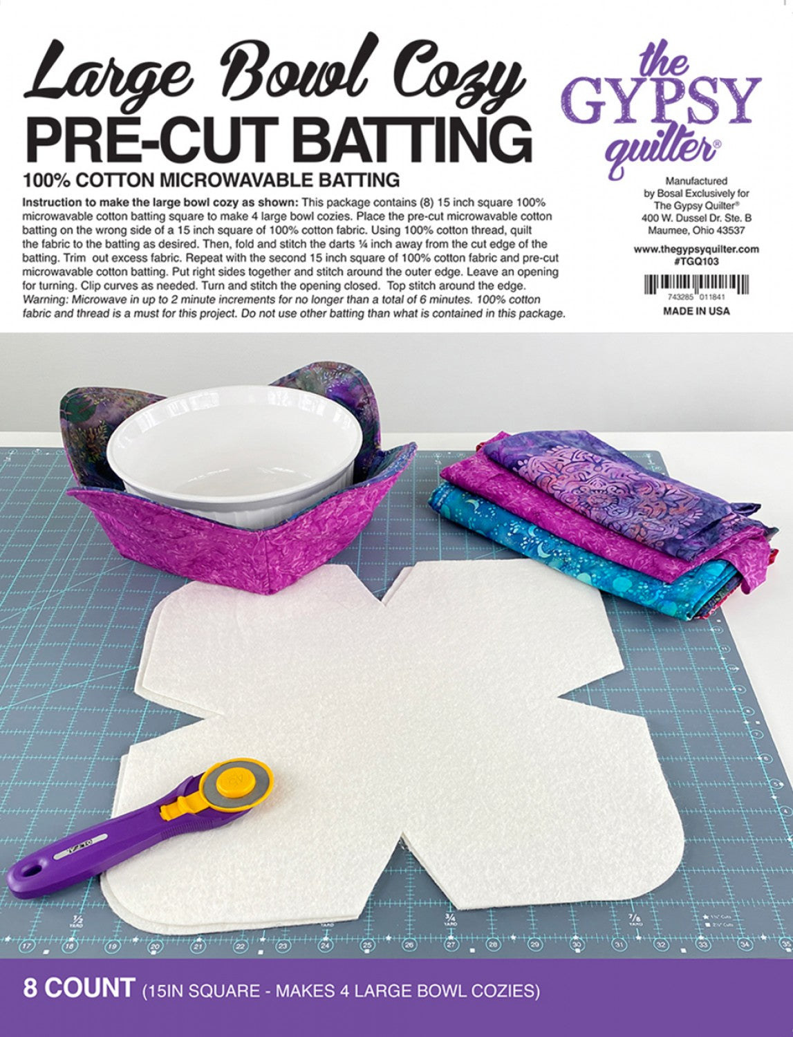 Molleton prédécoupé pour manique bol Gypsy Quilter Grande