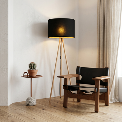 TOKYO Wood & Linen Floor Lamp for Living Room & Bedroom