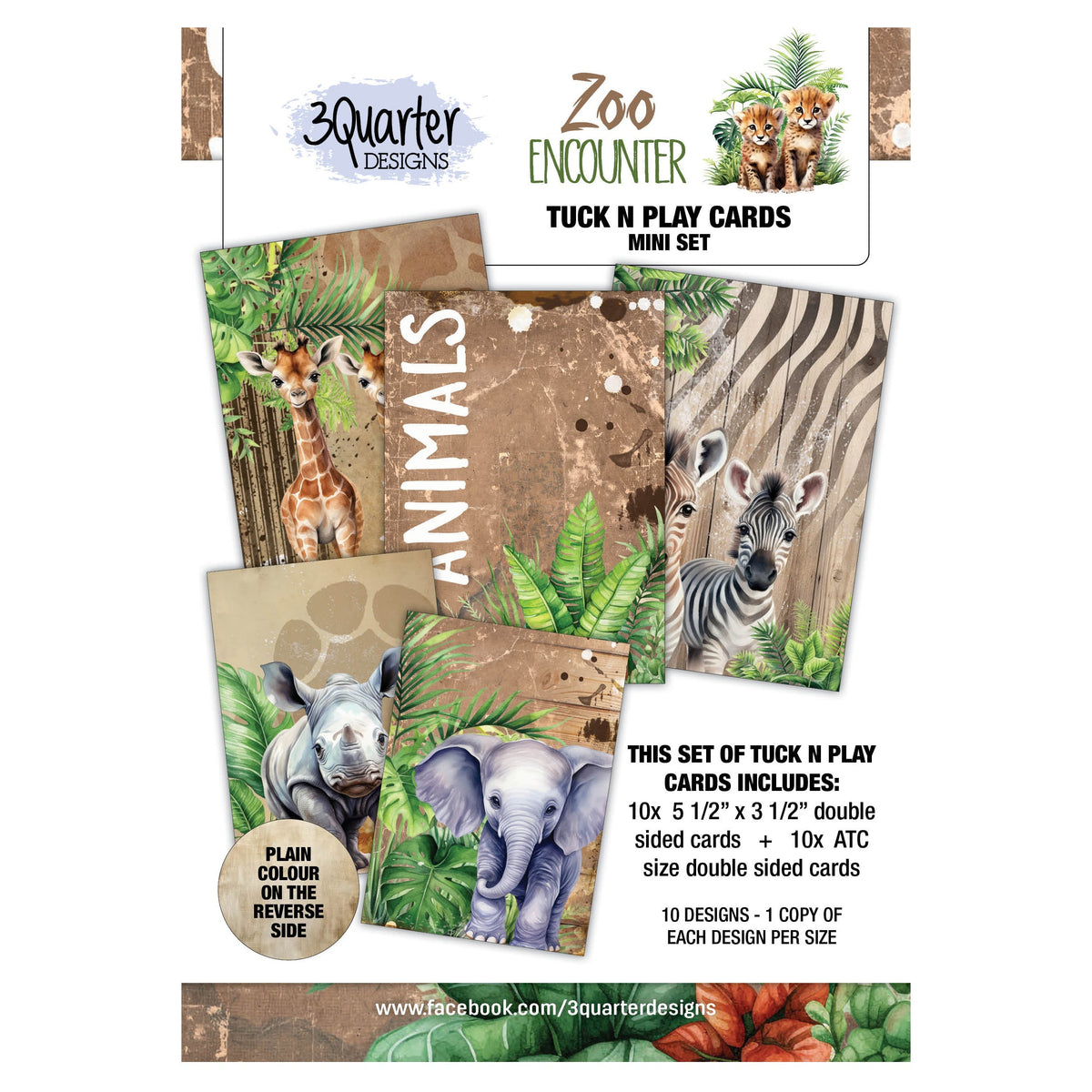 Jeu de mini-cartes 3Quarter Designs Zoo Encounter Tuck N Play