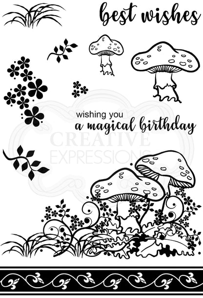 Creative Expressions Designer Boutique Woodland Walk Collection Tiptoe Amongst The Toadstools Set de tampons transparents A6