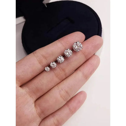 Boucles d'oreilles clous Cz - Argent sterling 925 plaqué platine - Zircons cubiques ronds hypoallergéniques 4mm 5mm 6mm 7mm Bse166