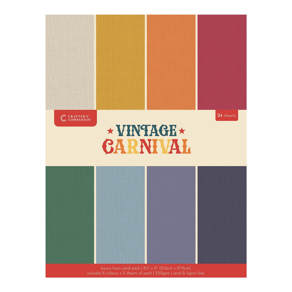 Papier cartonné de luxe en lin Vintage Carnival – 21,6 cm x 27,9 cm