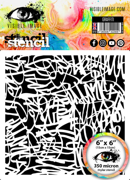 Pochoir graffiti image visible - 6 x 6