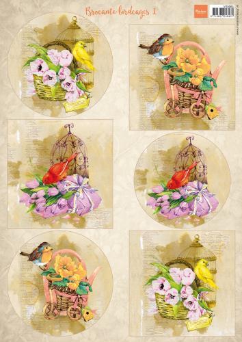 Planche de découpage Oiseaux et Cages à oiseaux 1 A4