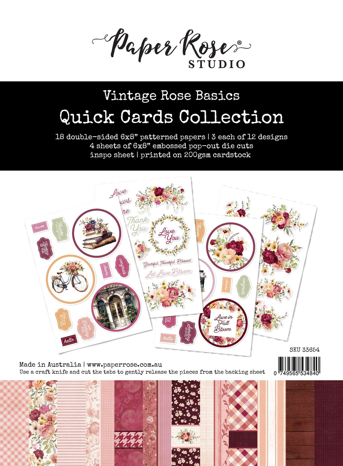 Kit de cartes rapides Vintage Rose Basics 33654