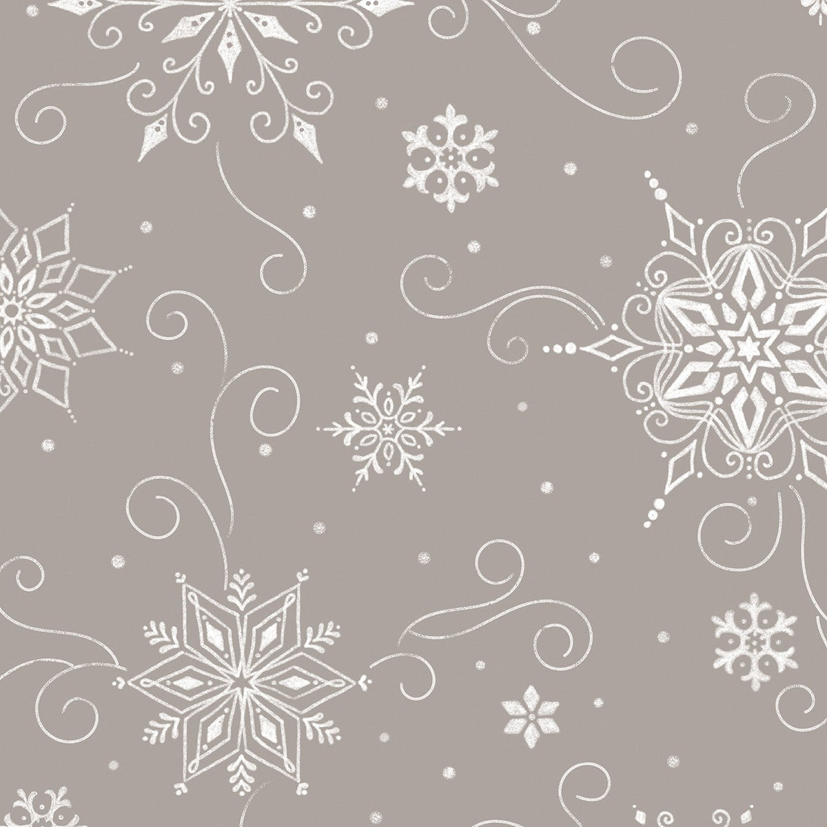 Riley Blake Snowed In 108 po de large, endos gris