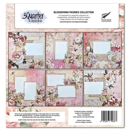3Quarter Designs Papier et Découpes 12x12 Pivoines Épanouies