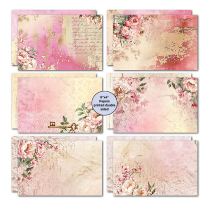 Pochette de 6 cartes 3Quarter Designs Pivoines épanouies 15,2 x 10,2 cm