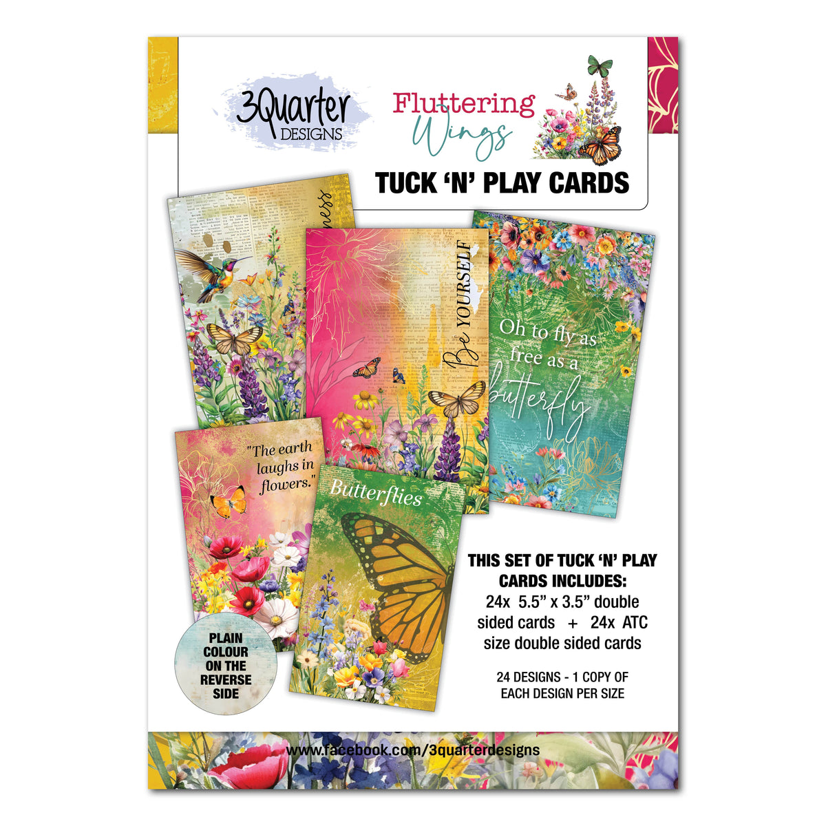 3Quarter Designs Fluttering Wings - Cartes à glisser et jouer