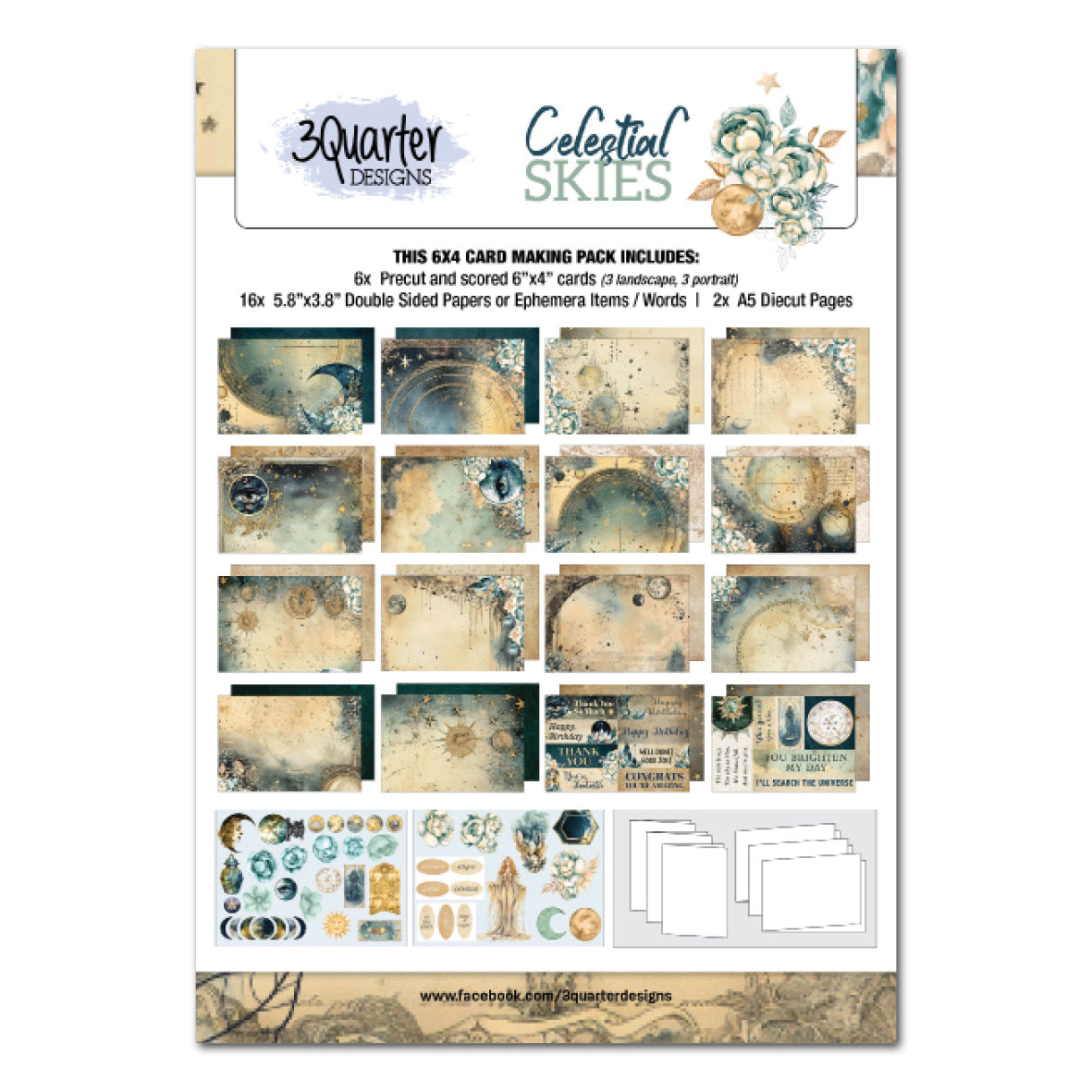 3Quarter Designs Ciels Célestes Lot de cartes 6x4