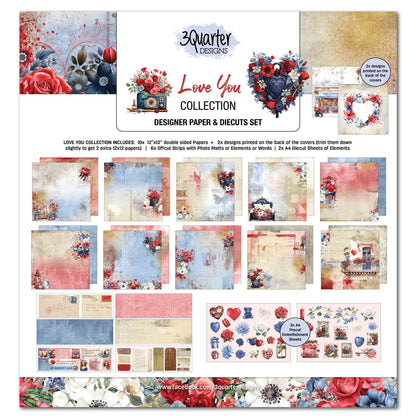 Collection de scrapbooking 3Quarter Designs Love You 30x30 cm