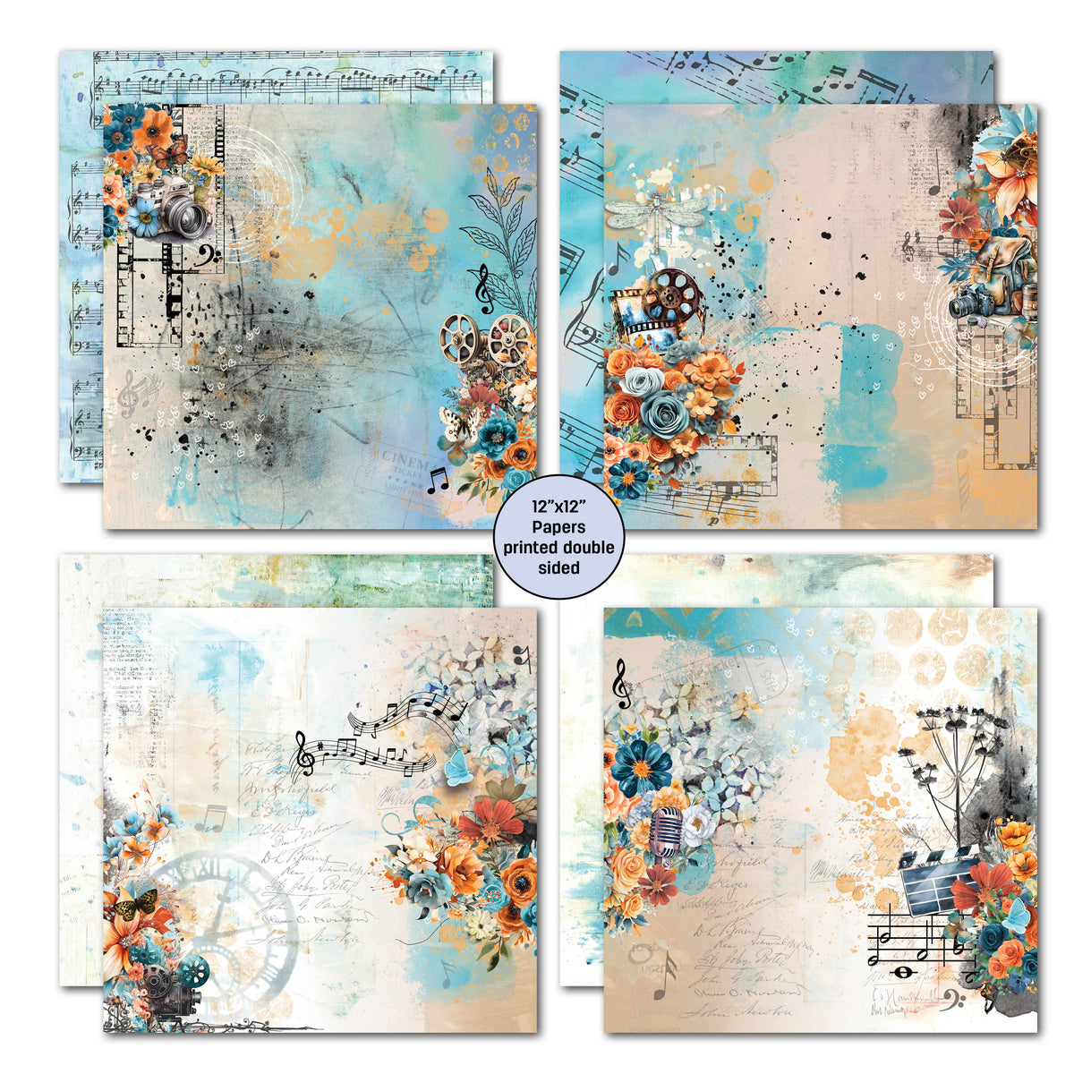 3Quarter Designs Cerulean Score Set de Papier Design 30x30cm et Découpes