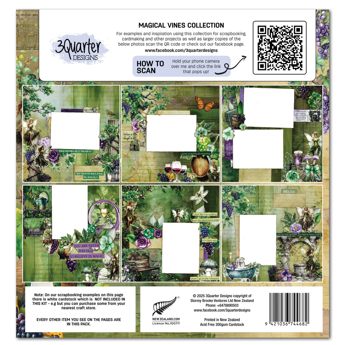3Quarter Designs Magical Vines 12x12 Design Paper & Diecuts Set