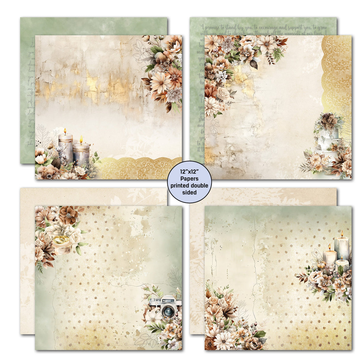 3Quarter Designs Wedded Bliss Lot de Papiers et de Découpes 30x30 cm