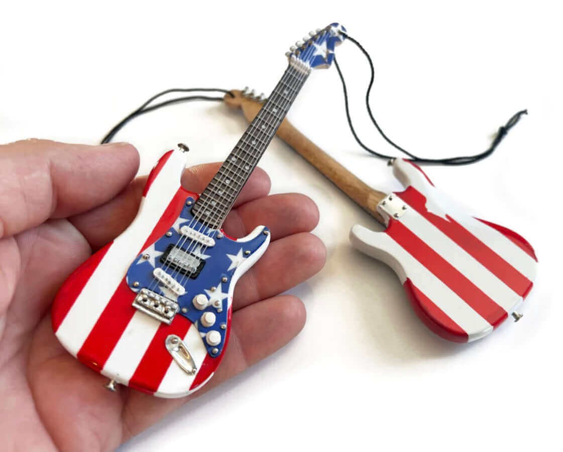 Ornement de guitare Wayne Kramer Stars N' Stripes USA Flag Fender Stratocaster - 6 pouces