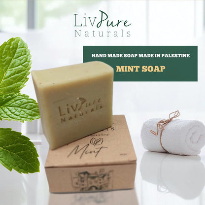 Mint-Olive Oil Bar Soap | Cooling Spearmint & Herbal Organic Bar | Natural Detox, Oily Skin Refresh