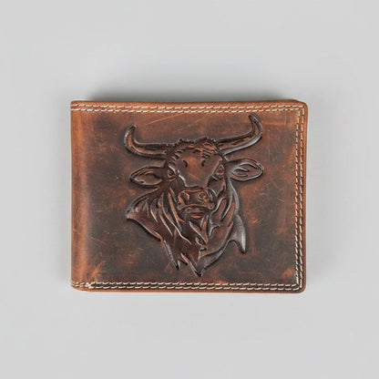 Men’s Steer Embossed Bifold Leather Wallet