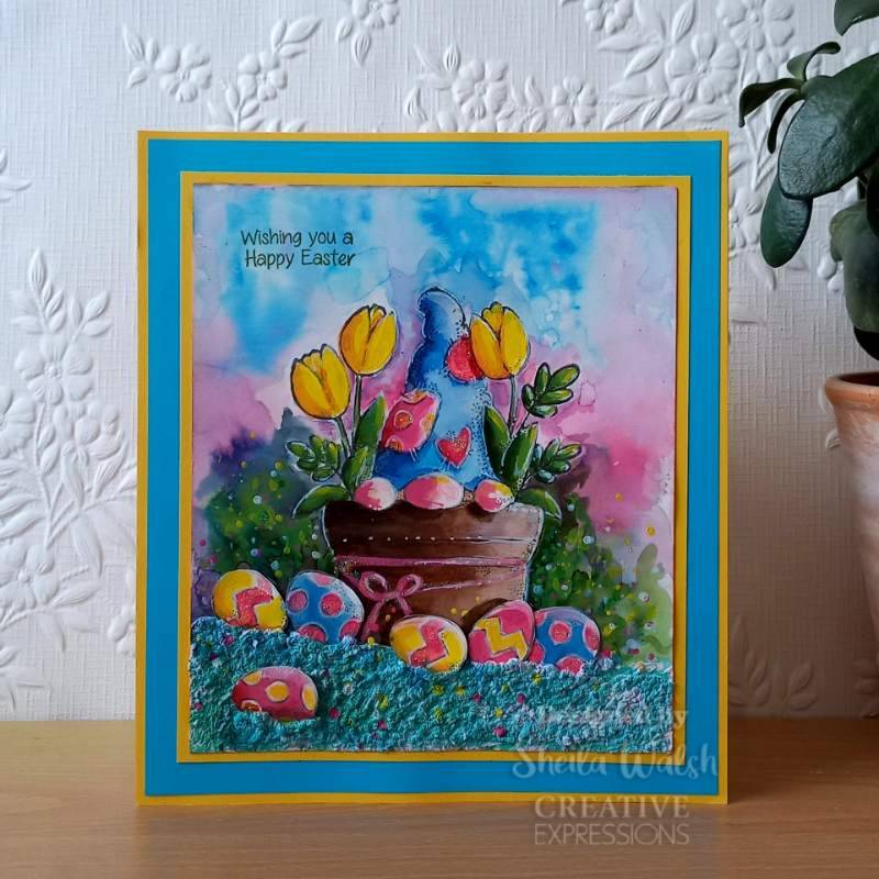 Tampon transparent individuel Woodware Nain pot de fleurs 10 x 15 cm