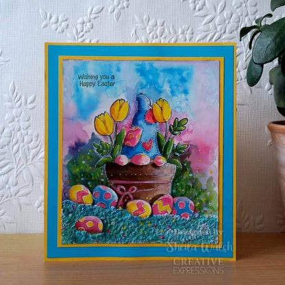 Tampon transparent individuel Woodware Nain pot de fleurs 10 x 15 cm