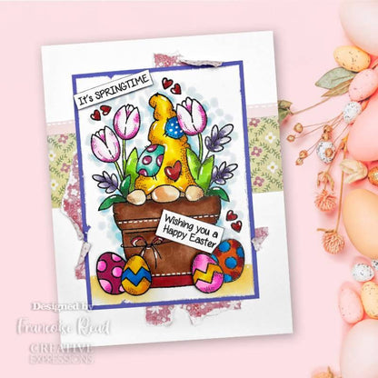 Tampon transparent individuel Woodware Nain pot de fleurs 10 x 15 cm