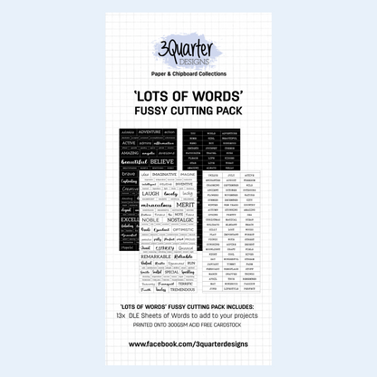 Pack de découpe Fussy Cutting 3Quarter Designs - Lots of Words