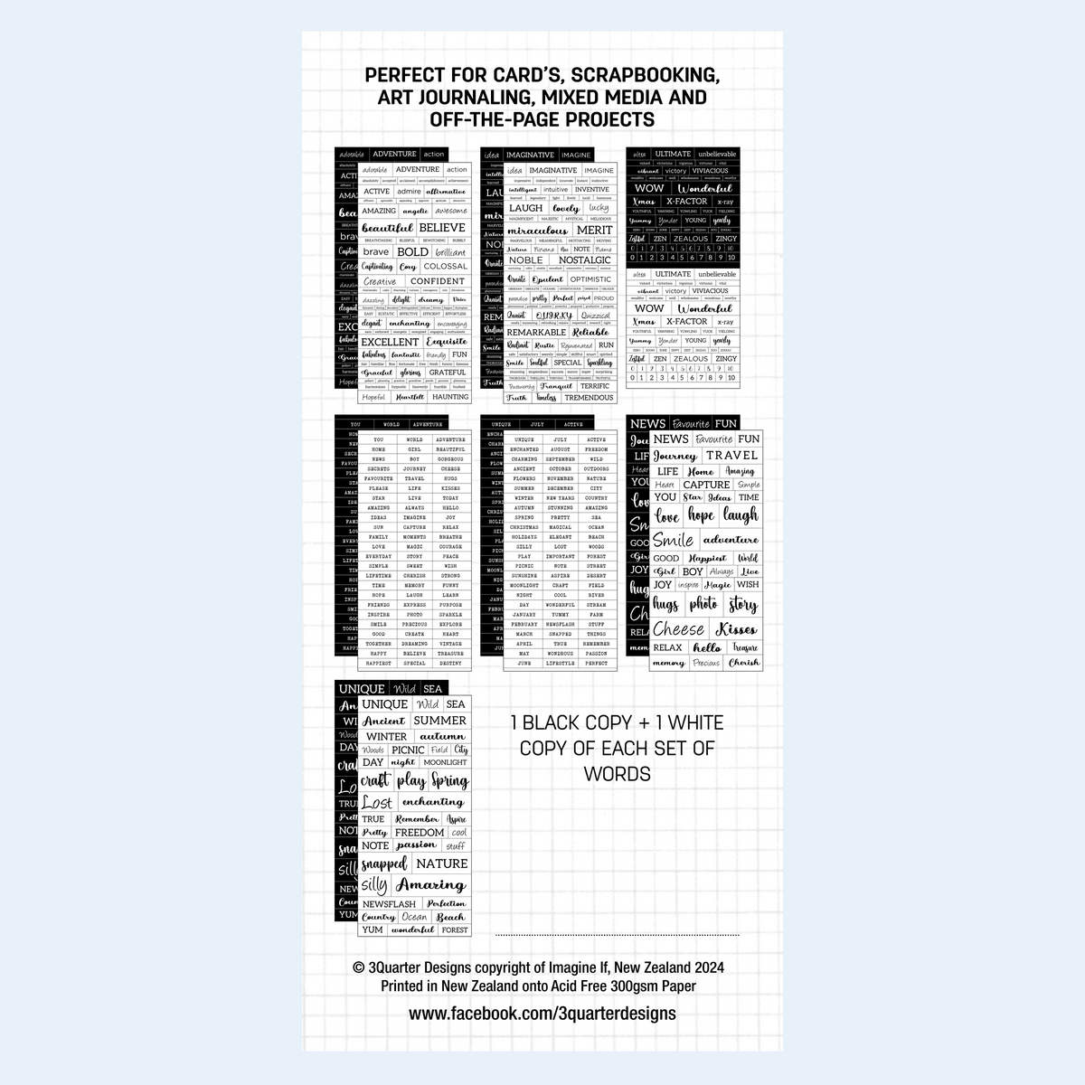 Pack de découpe Fussy Cutting 3Quarter Designs - Lots of Words