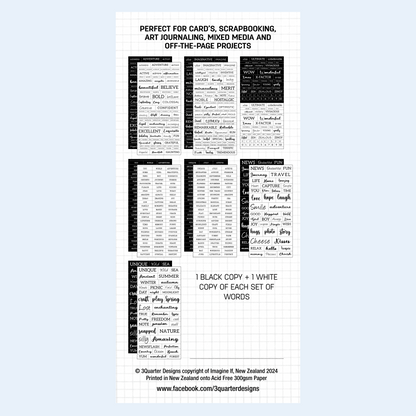 Pack de découpe Fussy Cutting 3Quarter Designs - Lots of Words