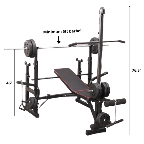 Banc de musculation réglable avec poulie de traction, pupitre à biceps et support pour barre ST6655