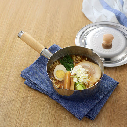 Yoshikawa Yukihira Saucepan 20 cm | 2.1 L Stainless Steel with Wooden Handle