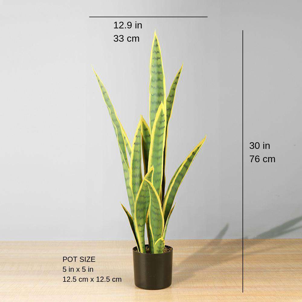 Zora Serpent Artificiel Sansevieria Plante en Pot Jaune et Verte 30''