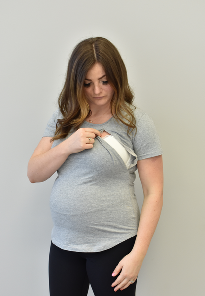 Zoe Zipper Short Sleeve Nursing Tee Shirt