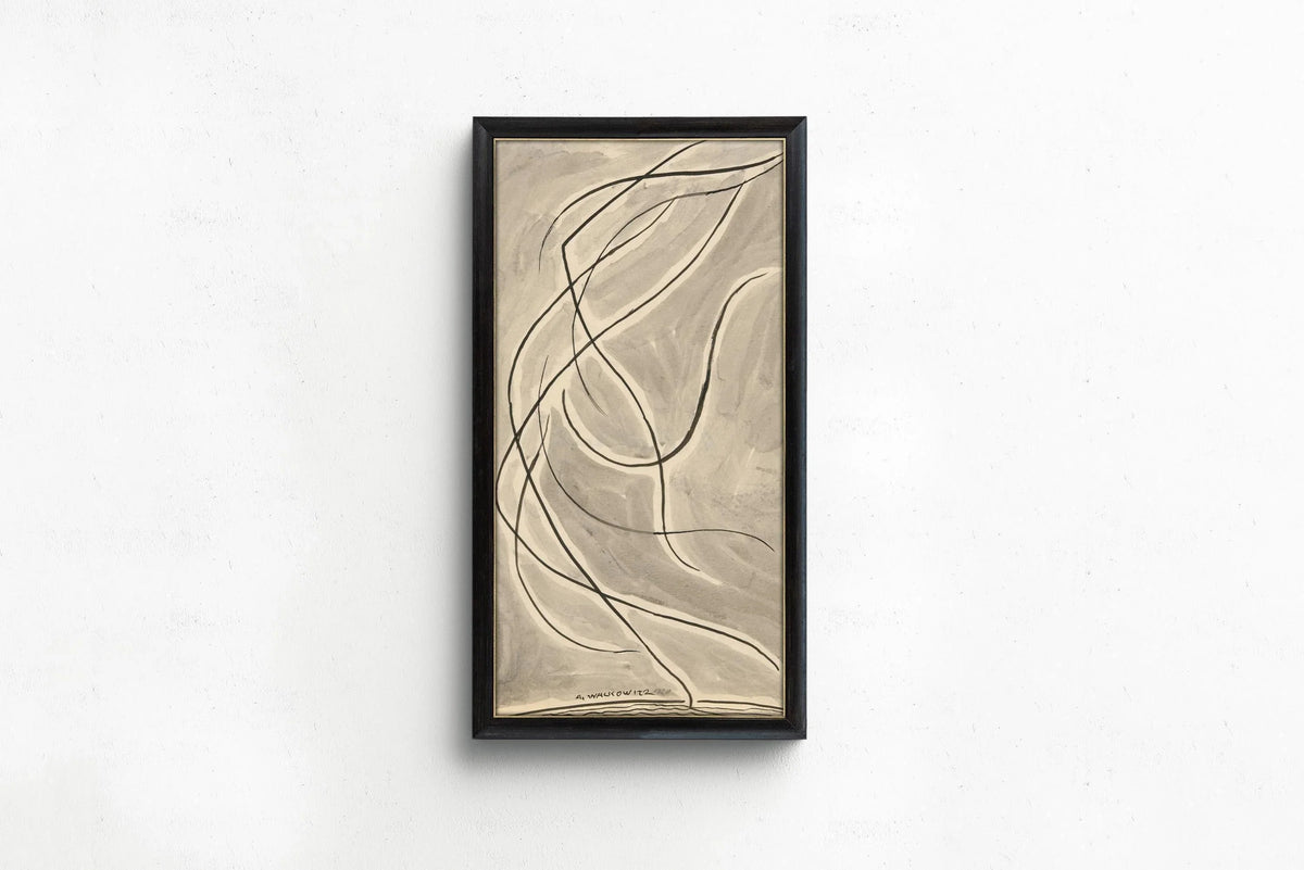 Estampe d'art abstraite Abraham Walkowitz Dance : Art linéaire moderniste beige