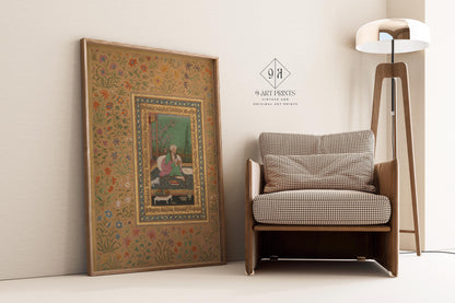 Mughal Art Portrait: Haji Husain Bukhari, 17th Century Giclee Print - Framed Option