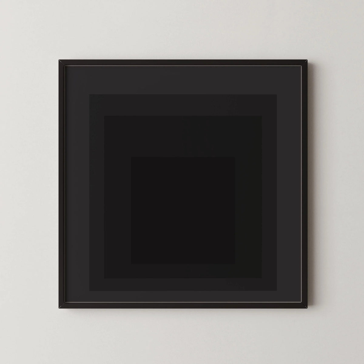 Josef Albers Inspired 'Angel' Giclee Print: Mid-Century Modern Art, Black Homage to the Square