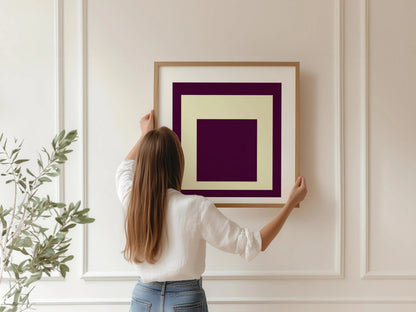 Josef Albers Inspired 'Dessert' Art Print 'Homage to the Square' Mid-Century Modern Giclee, Framed Option