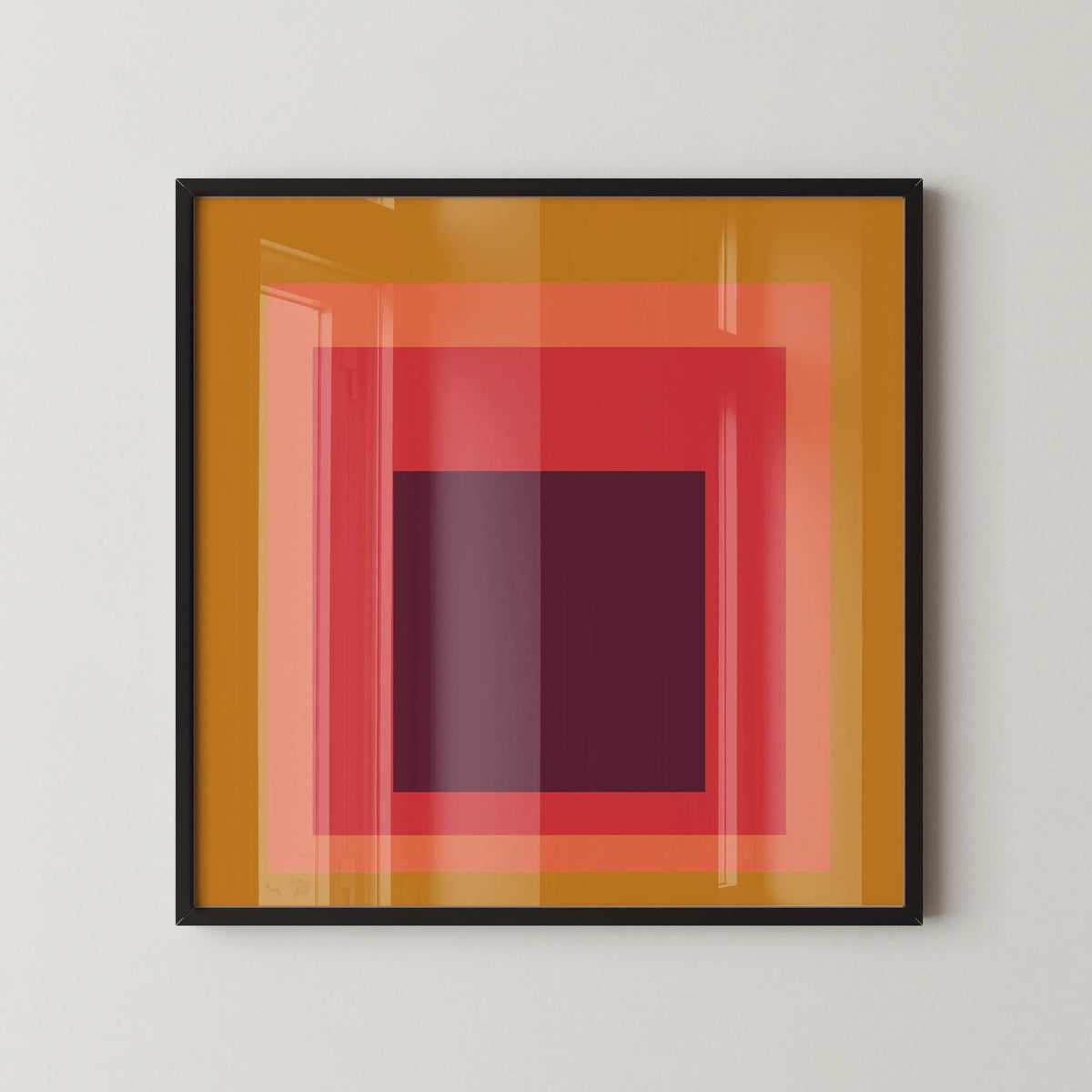 Inspiré par l'estampe numérique « Split Peach » de Josef Albers : Art moderne du milieu du siècle « Hommage au carré »