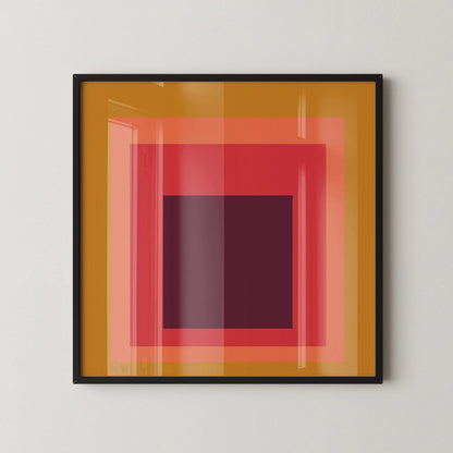 Inspiré par l'estampe numérique « Split Peach » de Josef Albers : Art moderne du milieu du siècle « Hommage au carré »