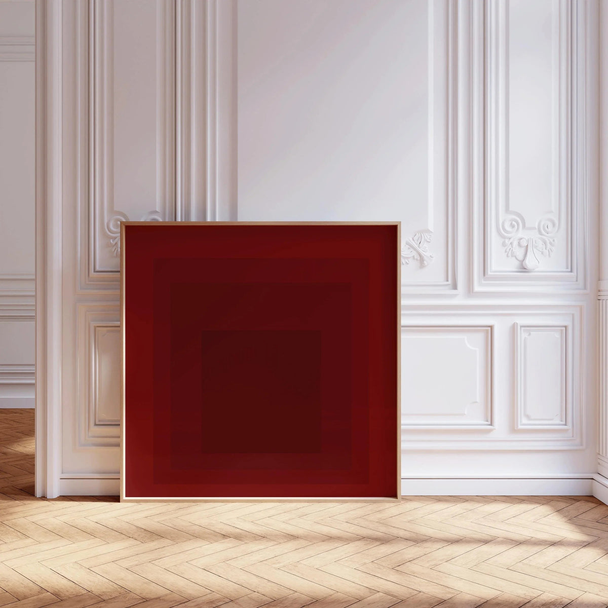 Josef Albers Inspired 'Flood' Giclee Print: Mid-Century Modern Art, Red Homage to the Square