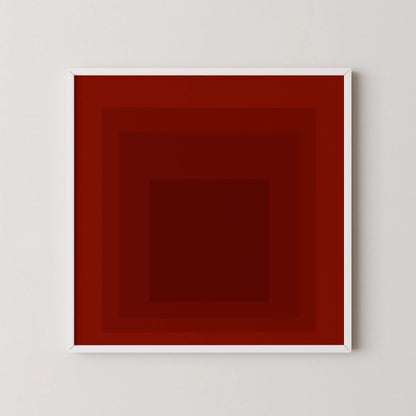 Josef Albers Inspired 'Flood' Giclee Print: Mid-Century Modern Art, Red Homage to the Square