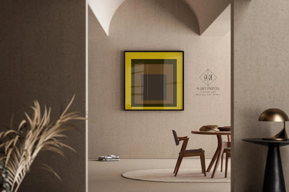 Estampe Giclée "Récolte" Inspirée de Josef Albers : Art Moderne du Milieu du Siècle, Jaune Moutarde
